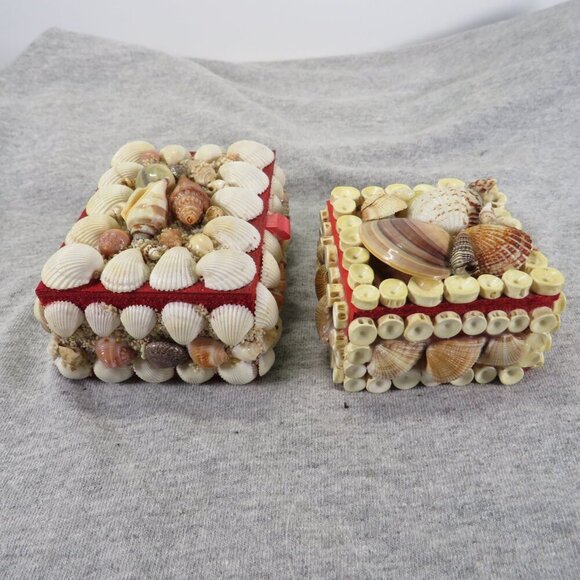 Vintage (2) Sea Shell Trinket Boxes REAL shells - Picture 3 of 7